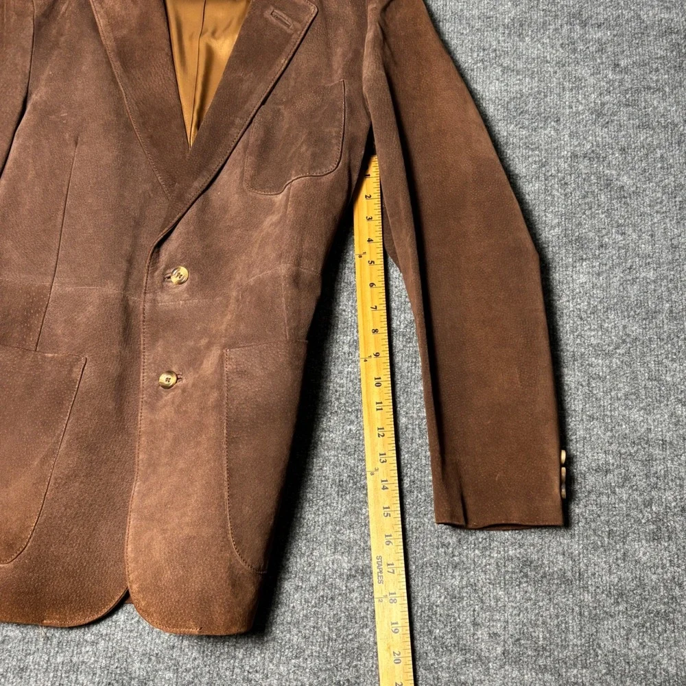 Vintage Silton Mens 40 Brown Suede Leather Western Blazer Jacket Sport Coat - Picture 12 of 16